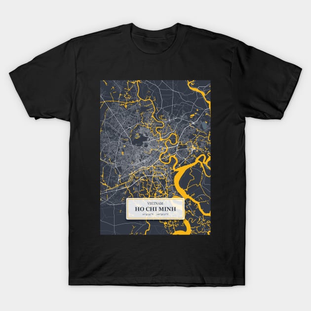 Ho Chi Minh, Vietnam City Map with GPS Coordinates T-Shirt by danydesign